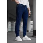 Modamesto Erkek Lacivert Slim Fit Likralı Dar Paça Lazerli Kot Pantolon - 34