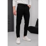 MODAMESTO Erkek Siyah Çizgili Slim Fit Kumaş Pantolon