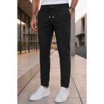 MODAMESTO Erkek Siyah Rahat Kesim Beli Lastikli Bağcıklı Yan Cepli Jogger Kumaş Pantolon