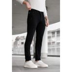 Modamesto Erkek Siyah Slim Fit Likralı Dar Paça Lazerli Kot Pantolon - 30