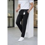 Modamesto Erkek Siyah Slim Fit Likralı Yan Cep Bilek Boy Düz Kumaş Pantolon - 36
