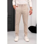 MODAMESTO Erkek Slim Fit Bej Likralı Keten Pantolon