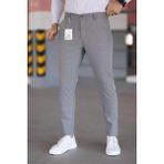 Modamesto Erkek Slim Fit Koyu Gri Armür Desenli Casual Pantolon %60 Polyester %35 Viskon %5 Elastan - 33