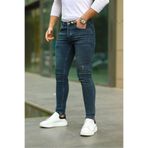 MODAMESTO Erkek Yeşil Lazerli Slim Fit Likralı Jean Pantolon