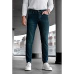 Modamesto Erkek Yeşil Slim Fit Likralı Dar Paça Lazerli Kot Pantolon - 33