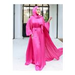 Modamorfo Krinkıl Ipek Saten 3'lü Abaya Takım -fuşya