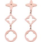 Modamugo Çelik Üç Çiçekli Sallantılı Halka Küpe - Rose