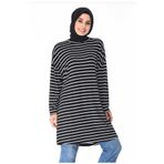 MODAMÜNASİP Harika Çizgili Oversize Geniş Kesim Pamuklu Penye Tunik