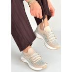 Modanı Seç Ceas Bej Triko Bağcıklı Spor Ayakkabı - (DipCamo)Charcoal-White