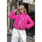 Modanı Seç Pembe Parlak Su Itici Dik Yaka Kısa Şişme Mont - 00406 Pembe - 38