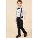 Modanino Erkek Çocuk 4'lü Takım Set (Pantolon+Gömlek+Askılı Kemer+Papyon) 12660 - 4 - 5 Yaş - Siyah