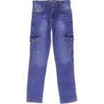 Modanino Erkek Çocuk Likralı Kargo Cepli Esnek Belli Jean Pantolon 13-17 Yaş 12366 - Indigo - 14 - 15 Yaş