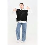 Modanino Kız Çocuk 3'lü Jean Takım (Pantolon+Gömlek+Triko Yelek) 5-15 Yaş 12545 - Siyah - 11 - 12 Yaş