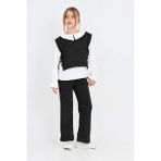 Modanino Kız Çocuk 3'lü Takım (Pantolon+Yelek+Bluz) 12429 - Siyah - 7 - 8 Yaş