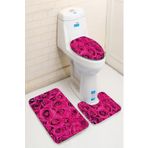 MODANOİVA Leke Tutmaz Yıkanabilir Kaymaz Dot Taban 3'lü Klozet Takımı Mnkz6026