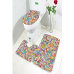 MODANOİVA Leke Tutmaz Yıkanabilir Kaymaz Dot Taban 3'lü Klozet Takımı Mnkz6031