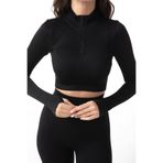 MODANTY Kadın Spor Takım Siyah | Dikişsiz Yüksek Bel Toparlayıcı Tayt ve Fermuarlı Crop Spor Kıyafeti Seti