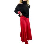 Modaonna Kırmızı saten maxi etek (Kırmızı, S)