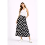 Modaplaza Kadın Bel Bağcıklı Ekose Etek 0986 - Siyah - XL
