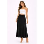 Modaplaza Kadın Bel Pileli Uzun Çan Etek 0987 - Siyah - XL