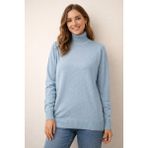 Modaplaza Kadın Desenli Balıkçı Triko Kazak 5354 - Açık Mavi - XL