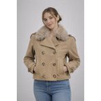 Modaplaza Kadın Kaşe Yaka Kürklü Mont 60560 - S - Vizon