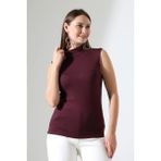 Modaplaza Kadın Kolsuz Yarım Balıkçı Bluz 21757 - Mürdüm - XL