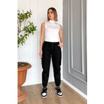 ModaPlaza Kadın Paça Lastikli Kargo Cepli Kanvas Pantolon 9043