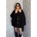 Modaplaza Kadın Yaka Kürklü Panço 9165 - Siyah