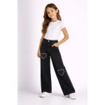 Modaplaza Kız Çocuk Inci Yıldız Nakışlı Pantolon - Füme - 14 Yaş