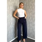 Modaplaza Palazzo Cırtlı Kumaş Pantolon 3550 - Lacivert - 38