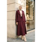 MODAQU Elegant Kruvaze Blazer Ceket Etek Double Krep Takım – Bordo