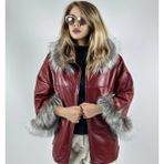 Modarz Çift Taraflı Giyilebilir Kadın Deri Mont Sila Model - Kırmızı - 9XL