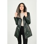 Modarz Kadın Deri Mont 07UZN - Yeşil - 5XL