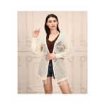 modasindoma Kadın File Desenli Hırka Bej