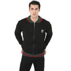 ModaSize(10756) Erkek Tam Fermuarlı Triko Hırka - Siyah-XL-