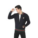ModaSize(10762) Erkek Tam Fermuarlı Triko Hırka - Lacivert-XL-
