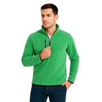 ModaSize(11621) Erkek Polar Kazak – Dik Yaka, Yarım Fermuarlı, Fermuarlı Göğüs Cepli, Siyah Biyeli, Kışlık Rahat Regular Fit Günlük Model - Yeşil-S-