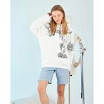ModaSize(14311) Kapüşonlu Üç Iplik Sweatshirt – Beyaz Strong Heykel Baskılı, Rahat Kalıp, Kanguru Cepli Modern Tasarım-S-