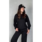 ModaSize(14671) Kadın Uzun Kollu Bisiklet Yaka Viskon Iki Iplik Bluz ve Pantolon Ikili Takım-2XL-3XL