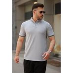 ModaSize(15777) Erkek Düğmeli Yaka Waffle Kumaş Kısa Kollu Tişört-2XL-