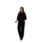 ModaSize(1746) Kadın Uzun Kollu Bisiklet Yaka Viskon Iki Iplik Bluz ve Pantolon Ikili Takım-L-XL