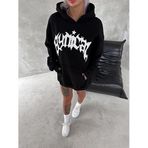 ModaSize(18699) Unisex Üç Iplik Kapşonlu Baskılı Sweatshirt - Siyah-M-