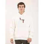ModaSize(19791) Unisex Baskılı Oversize Üç Iplik Kapüşonlu Sweatshirt - Beyaz-L-