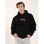 ModaSize(19800) Unisex Baskılı Oversize Üç Iplik Kapüşonlu Sweatshirt - Siyah-2XL-