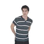 ModaSize(20867) Erkek Yakalı Slim Fit Dokuma Çizgili T-Shirt - Haki-S-