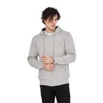 ModaSize(2662) Erkek Kapüşonlu Düz Fermuarlı Hırka - Boyalı Gri-2XL-