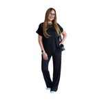 ModaSize(3462) Kadın Kısa Kollu Bisiklet Yaka Viskon Iki Iplik Bluz ve Pantolon Ikili Takım-L-XL