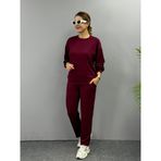ModaSize(4068) Kadın Uzun Kollu Bisiklet Yaka Viskon Iki Iplik Bluz ve Pantolon Ikili Takım-2XL-3XL