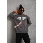ModaSize(613) Erkek Güvercin Baskılı Sweatshirt - Gri-M-